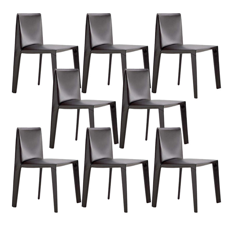 Minimalist Design Leather Dining Chair for Home Solid Back Armless Dining Chair Grey 8 Piece Set Clearhalo 'Dining Chairs' 'Dining Tables & Seating' 'dining_chair' 'furn' 'furn_dining_chair' 'Furniture' 'furniture_dining_chair' 'Kitchen & Dining Furniture' 4941717