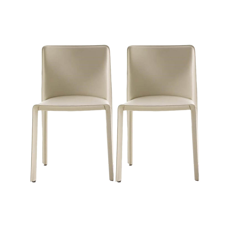 Minimalist Design Leather Dining Chair for Home Solid Back Armless Dining Chair Apricot 2 Piece Set Clearhalo 'Dining Chairs' 'Dining Tables & Seating' 'dining_chair' 'furn' 'furn_dining_chair' 'Furniture' 'furniture_dining_chair' 'Kitchen & Dining Furniture' 4941719