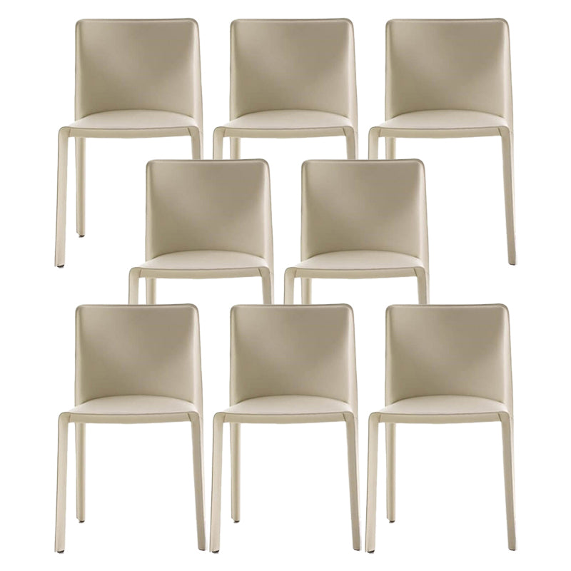 Minimalist Design Leather Dining Chair for Home Solid Back Armless Dining Chair Apricot 8 Piece Set Clearhalo 'Dining Chairs' 'Dining Tables & Seating' 'dining_chair' 'furn' 'furn_dining_chair' 'Furniture' 'furniture_dining_chair' 'Kitchen & Dining Furniture' 4941722