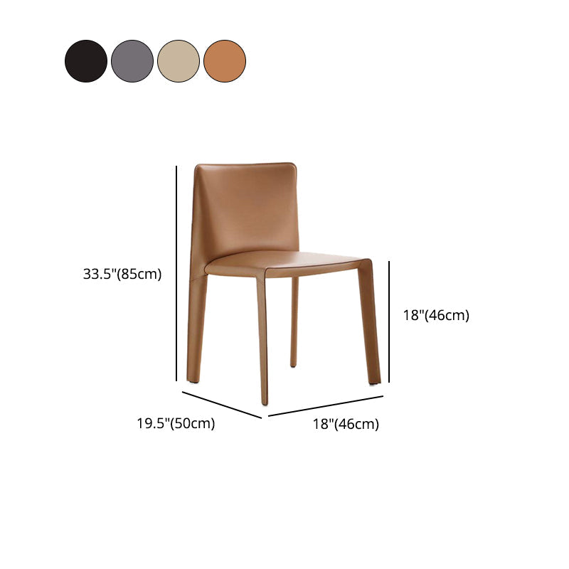 Minimalist Design Leather Dining Chair for Home Solid Back Armless Dining Chair Clearhalo 'Dining Chairs' 'Dining Tables & Seating' 'dining_chair' 'furn' 'furn_dining_chair' 'Furniture' 'furniture_dining_chair' 'Kitchen & Dining Furniture' 4941727