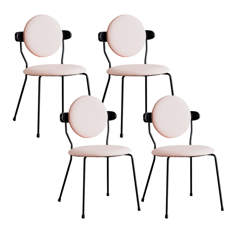 Minimalist Design Armless Open Back Chairs for Home Upholstered Side Chair Pink 4 Piece Set Clearhalo 'Dining Chairs' 'Dining Tables & Seating' 'dining_chair' 'furn' 'furn_dining_chair' 'Furniture' 'furniture_dining_chair' 'Kitchen & Dining Furniture' 4941740
