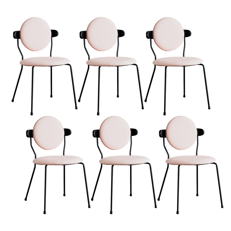 Minimalist Design Armless Open Back Chairs for Home Upholstered Side Chair Pink 6 Piece Set Clearhalo 'Dining Chairs' 'Dining Tables & Seating' 'dining_chair' 'furn' 'furn_dining_chair' 'Furniture' 'furniture_dining_chair' 'Kitchen & Dining Furniture' 4941742
