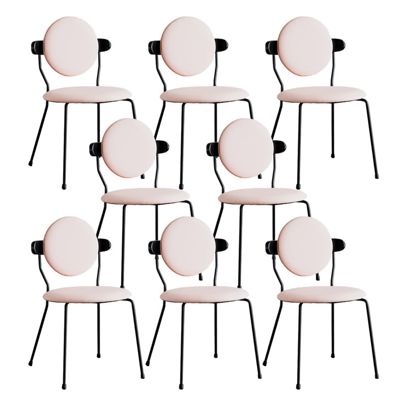 Minimalist Design Armless Open Back Chairs for Home Upholstered Side Chair Pink 8 Piece Set Clearhalo 'Dining Chairs' 'Dining Tables & Seating' 'dining_chair' 'furn' 'furn_dining_chair' 'Furniture' 'furniture_dining_chair' 'Kitchen & Dining Furniture' 4941745