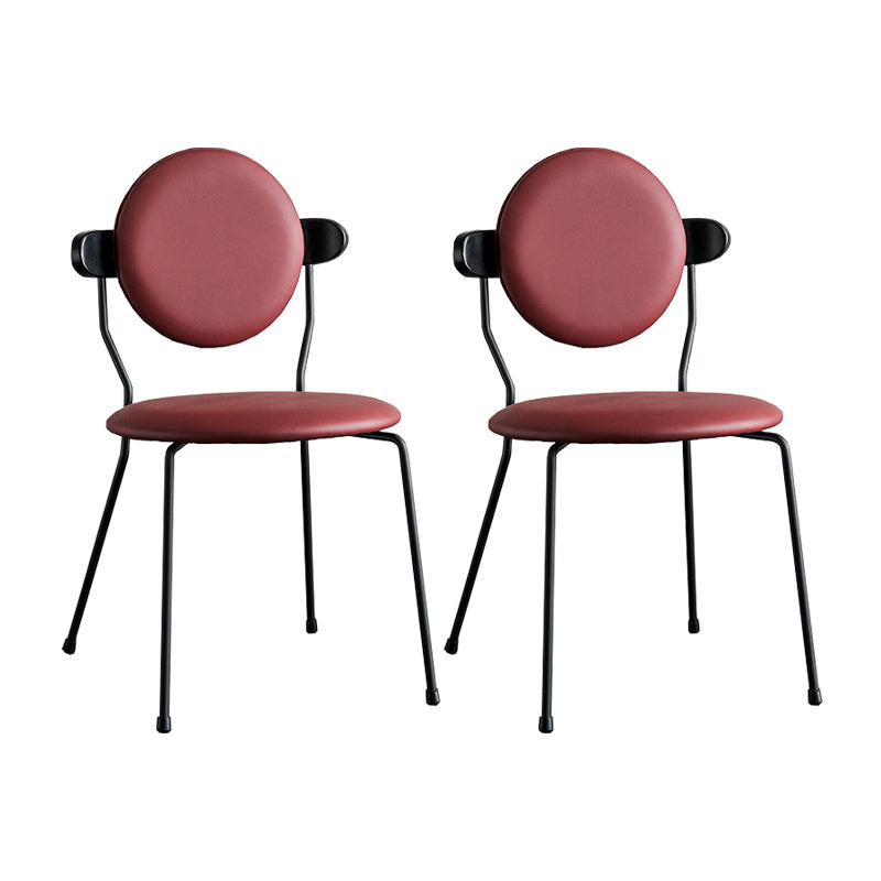 Minimalist Design Armless Open Back Chairs for Home Upholstered Side Chair Burgundy 2 Piece Set Clearhalo 'Dining Chairs' 'Dining Tables & Seating' 'dining_chair' 'furn' 'furn_dining_chair' 'Furniture' 'furniture_dining_chair' 'Kitchen & Dining Furniture' 4941747