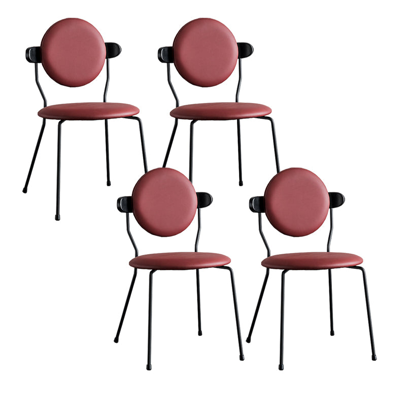 Minimalist Design Armless Open Back Chairs for Home Upholstered Side Chair Burgundy 4 Piece Set Clearhalo 'Dining Chairs' 'Dining Tables & Seating' 'dining_chair' 'furn' 'furn_dining_chair' 'Furniture' 'furniture_dining_chair' 'Kitchen & Dining Furniture' 4941750