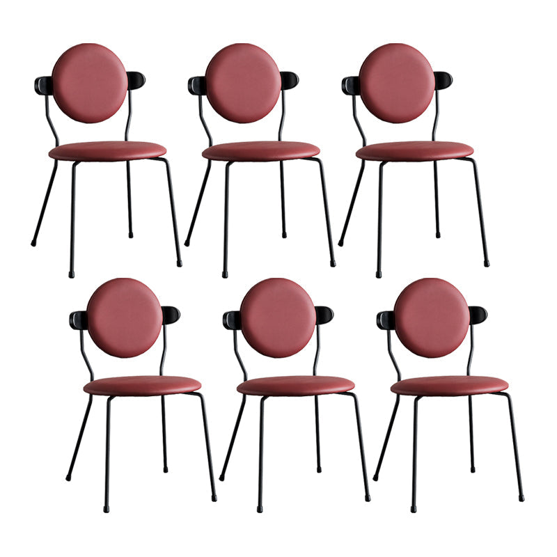 Minimalist Design Armless Open Back Chairs for Home Upholstered Side Chair Burgundy 6 Piece Set Clearhalo 'Dining Chairs' 'Dining Tables & Seating' 'dining_chair' 'furn' 'furn_dining_chair' 'Furniture' 'furniture_dining_chair' 'Kitchen & Dining Furniture' 4941752