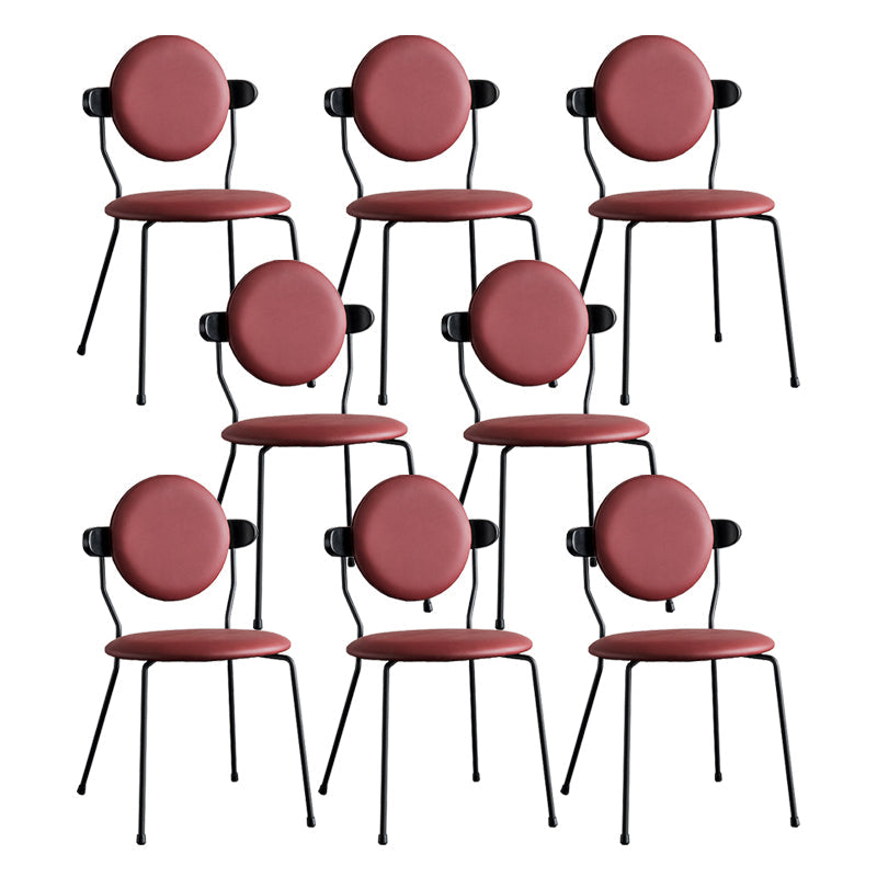 Minimalist Design Armless Open Back Chairs for Home Upholstered Side Chair Burgundy 8 Piece Set Clearhalo 'Dining Chairs' 'Dining Tables & Seating' 'dining_chair' 'furn' 'furn_dining_chair' 'Furniture' 'furniture_dining_chair' 'Kitchen & Dining Furniture' 4941754