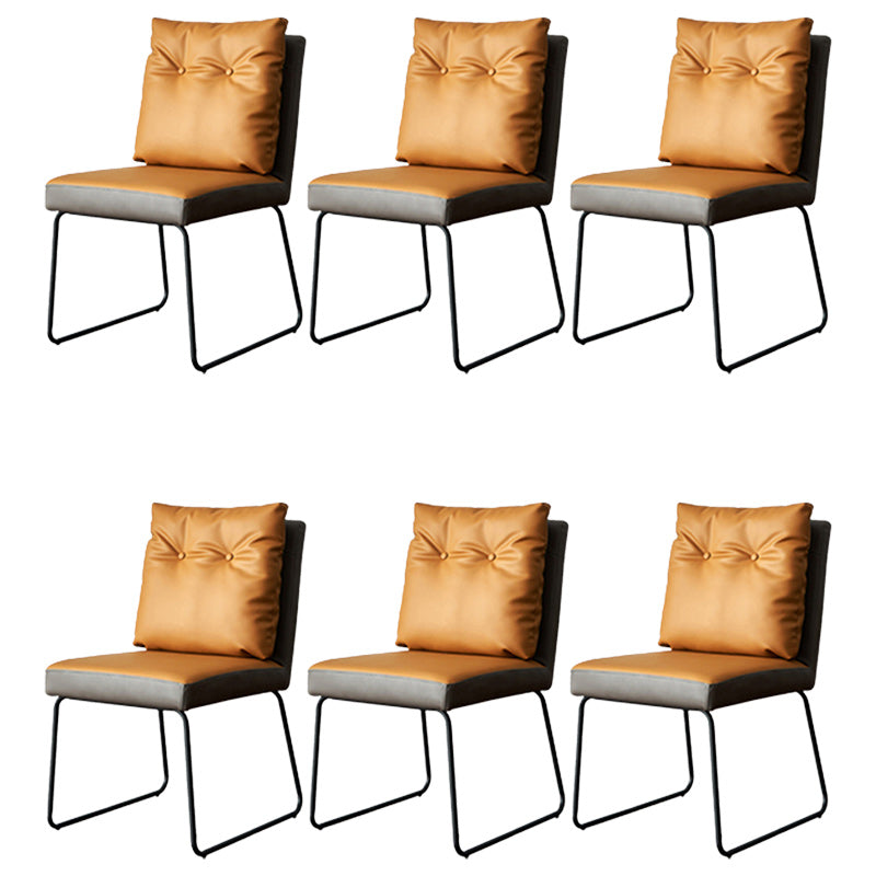 Contemporary Faux Leather Dining Room Chairs Metal Dining Chairs for Home Use Yellow 6 Piece Set Clearhalo 'Dining Chairs' 'Dining Tables & Seating' 'dining_chair' 'furn' 'furn_dining_chair' 'Furniture' 'furniture_dining_chair' 'Kitchen & Dining Furniture' 4941764