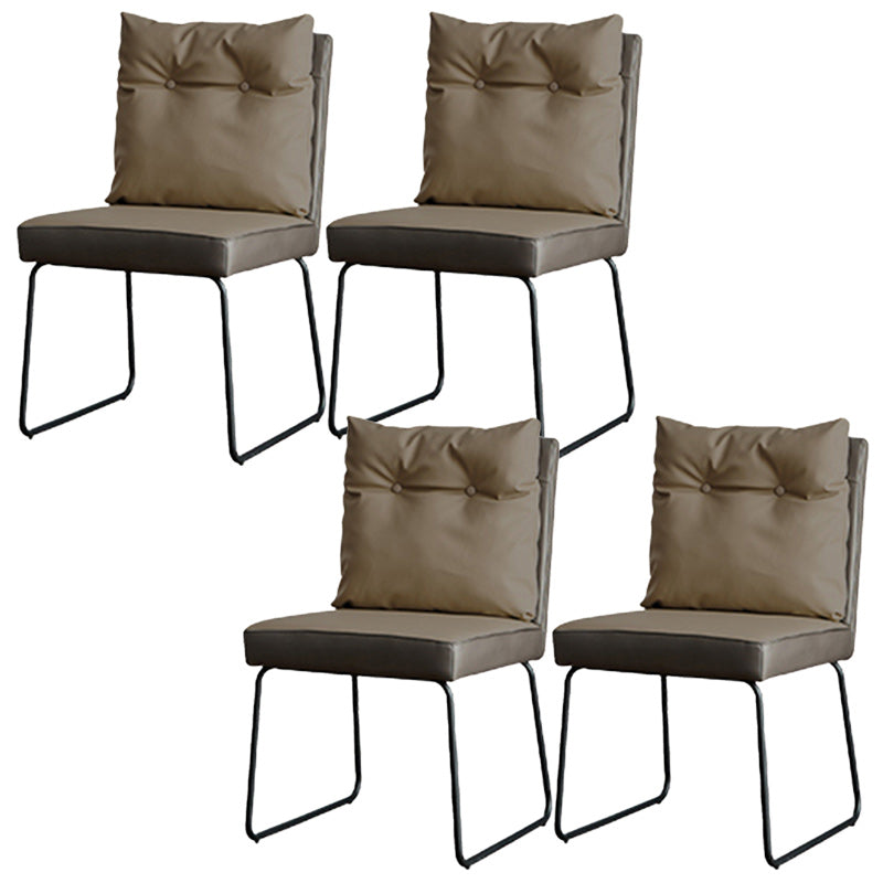Contemporary Faux Leather Dining Room Chairs Metal Dining Chairs for Home Use Khaki 4 Piece Set Clearhalo 'Dining Chairs' 'Dining Tables & Seating' 'dining_chair' 'furn' 'furn_dining_chair' 'Furniture' 'furniture_dining_chair' 'Kitchen & Dining Furniture' 4941778