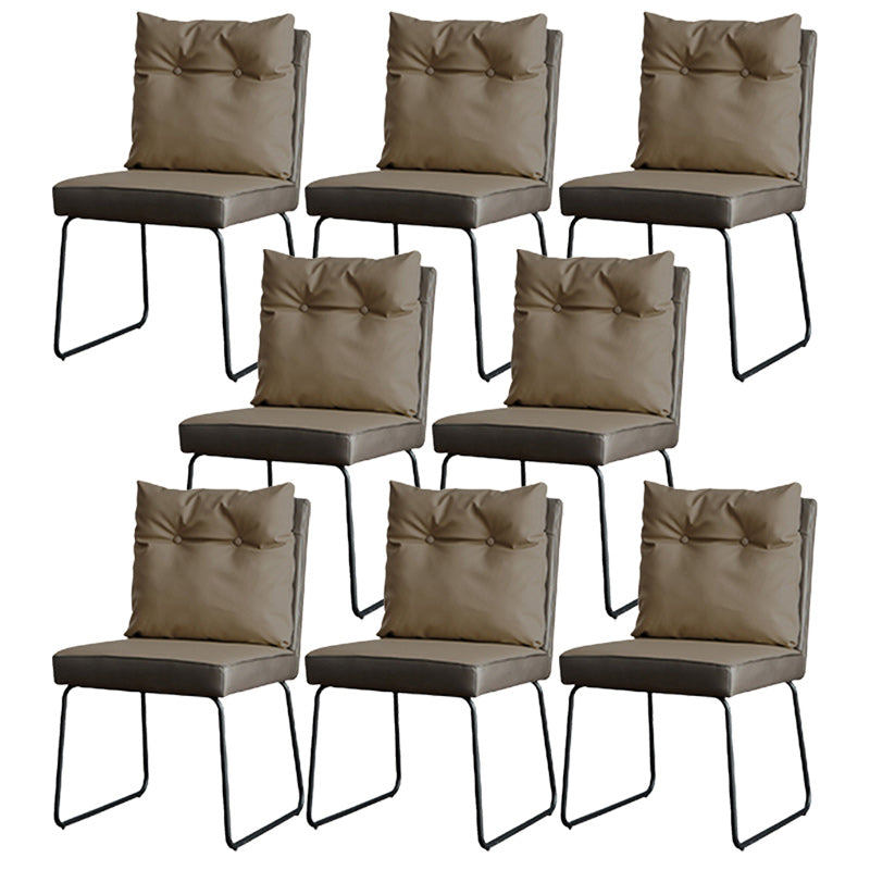 Contemporary Faux Leather Dining Room Chairs Metal Dining Chairs for Home Use Khaki 8 Piece Set Clearhalo 'Dining Chairs' 'Dining Tables & Seating' 'dining_chair' 'furn' 'furn_dining_chair' 'Furniture' 'furniture_dining_chair' 'Kitchen & Dining Furniture' 4941780