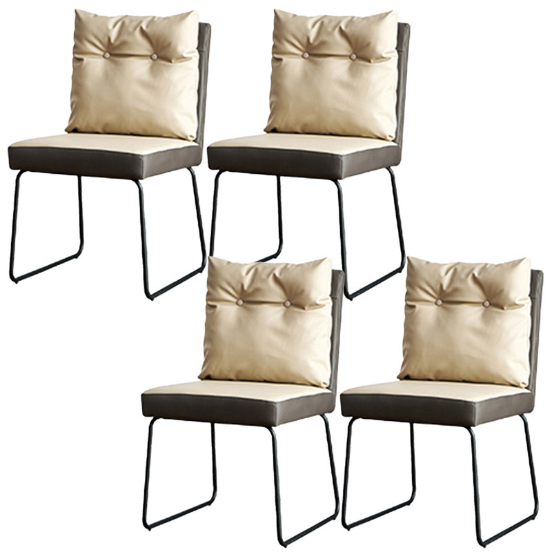 Contemporary Faux Leather Dining Room Chairs Metal Dining Chairs for Home Use Off-White 4 Piece Set Clearhalo 'Dining Chairs' 'Dining Tables & Seating' 'dining_chair' 'furn' 'furn_dining_chair' 'Furniture' 'furniture_dining_chair' 'Kitchen & Dining Furniture' 4941782