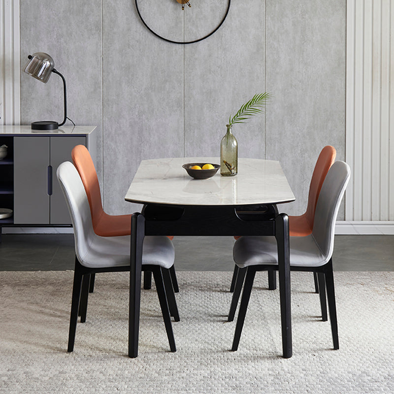 Minimalist Design PU Leather Dining Chairs Solid Back Chair with Wooden Legs Clearhalo 'Dining Chairs' 'Dining Tables & Seating' 'dining_chair' 'furn' 'furn_dining_chair' 'Furniture' 'furniture_dining_chair' 'Kitchen & Dining Furniture' 4941791