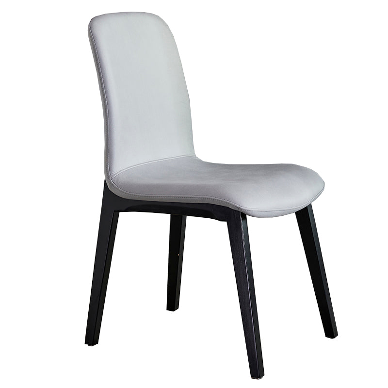 Minimalist Design PU Leather Dining Chairs Solid Back Chair with Wooden Legs Clearhalo 'Dining Chairs' 'Dining Tables & Seating' 'dining_chair' 'furn' 'furn_dining_chair' 'Furniture' 'furniture_dining_chair' 'Kitchen & Dining Furniture' 4941795