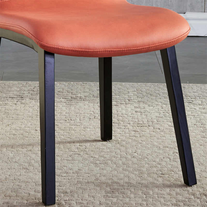 Minimalist Design PU Leather Dining Chairs Solid Back Chair with Wooden Legs Clearhalo 'Dining Chairs' 'Dining Tables & Seating' 'dining_chair' 'furn' 'furn_dining_chair' 'Furniture' 'furniture_dining_chair' 'Kitchen & Dining Furniture' 4941801