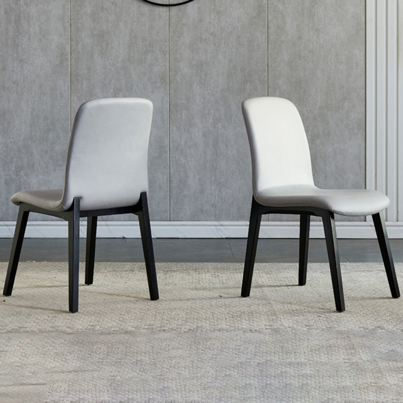 Minimalist Design PU Leather Dining Chairs Solid Back Chair with Wooden Legs Clearhalo 'Dining Chairs' 'Dining Tables & Seating' 'dining_chair' 'furn' 'furn_dining_chair' 'Furniture' 'furniture_dining_chair' 'Kitchen & Dining Furniture' 4941808
