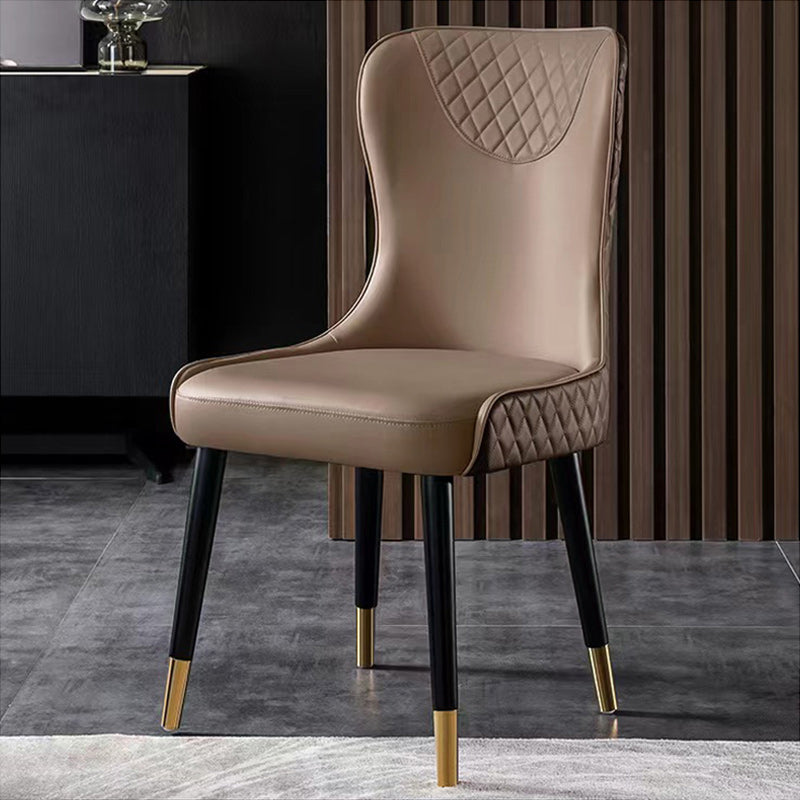 Glam Faux Leather Dining Chairs Wood Armless Dining Chair for Home Use Clearhalo 'Dining Chairs' 'Dining Tables & Seating' 'dining_chair' 'furn' 'furn_dining_chair' 'Furniture' 'furniture_dining_chair' 'Kitchen & Dining Furniture' 4941810