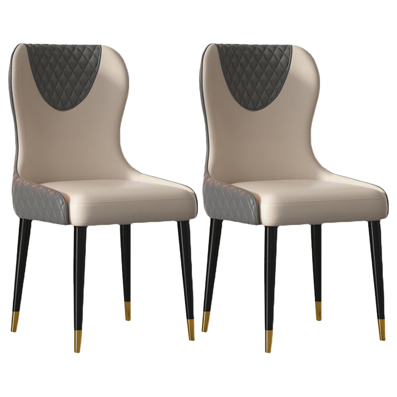 Glam Faux Leather Dining Chairs Wood Armless Dining Chair for Home Use Grey 2 Piece Set Clearhalo 'Dining Chairs' 'Dining Tables & Seating' 'dining_chair' 'furn' 'furn_dining_chair' 'Furniture' 'furniture_dining_chair' 'Kitchen & Dining Furniture' 4941811