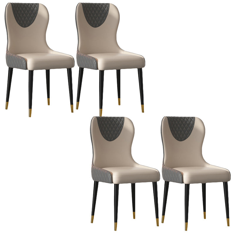 Glam Faux Leather Dining Chairs Wood Armless Dining Chair for Home Use Grey 4 Piece Set Clearhalo 'Dining Chairs' 'Dining Tables & Seating' 'dining_chair' 'furn' 'furn_dining_chair' 'Furniture' 'furniture_dining_chair' 'Kitchen & Dining Furniture' 4941812