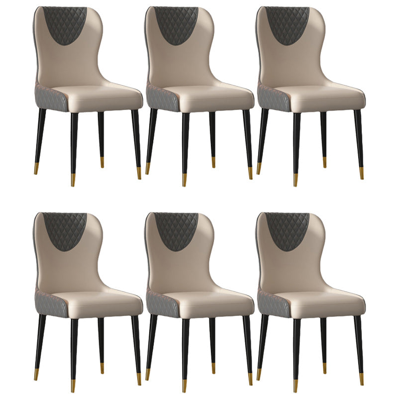 Glam Faux Leather Dining Chairs Wood Armless Dining Chair for Home Use Grey 6 Piece Set Clearhalo 'Dining Chairs' 'Dining Tables & Seating' 'dining_chair' 'furn' 'furn_dining_chair' 'Furniture' 'furniture_dining_chair' 'Kitchen & Dining Furniture' 4941814