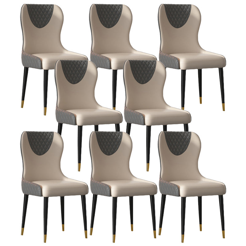 Glam Faux Leather Dining Chairs Wood Armless Dining Chair for Home Use Grey 8 Piece Set Clearhalo 'Dining Chairs' 'Dining Tables & Seating' 'dining_chair' 'furn' 'furn_dining_chair' 'Furniture' 'furniture_dining_chair' 'Kitchen & Dining Furniture' 4941817