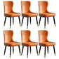 Glam Faux Leather Dining Chairs Wood Armless Dining Chair for Home Use Orange 6 Piece Set Clearhalo 'Dining Chairs' 'Dining Tables & Seating' 'dining_chair' 'furn' 'furn_dining_chair' 'Furniture' 'furniture_dining_chair' 'Kitchen & Dining Furniture' 4941822