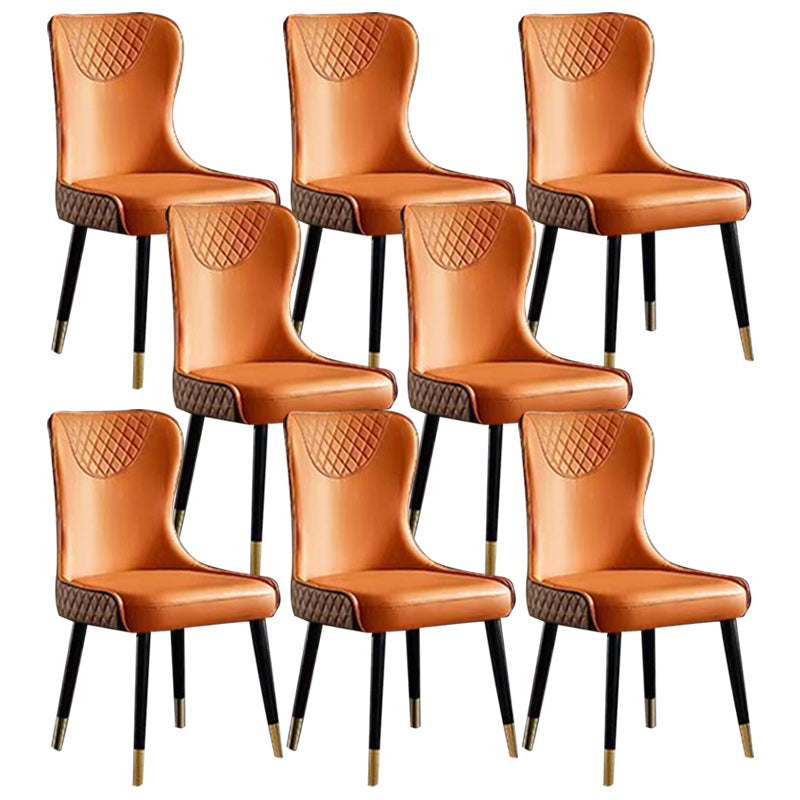 Glam Faux Leather Dining Chairs Wood Armless Dining Chair for Home Use Orange 8 Piece Set Clearhalo 'Dining Chairs' 'Dining Tables & Seating' 'dining_chair' 'furn' 'furn_dining_chair' 'Furniture' 'furniture_dining_chair' 'Kitchen & Dining Furniture' 4941824