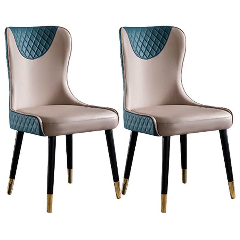 Glam Faux Leather Dining Chairs Wood Armless Dining Chair for Home Use Blue 2 Piece Set Clearhalo 'Dining Chairs' 'Dining Tables & Seating' 'dining_chair' 'furn' 'furn_dining_chair' 'Furniture' 'furniture_dining_chair' 'Kitchen & Dining Furniture' 4941826