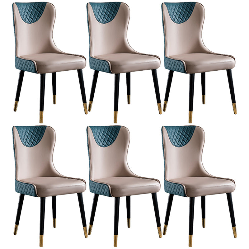 Glam Faux Leather Dining Chairs Wood Armless Dining Chair for Home Use Blue 6 Piece Set Clearhalo 'Dining Chairs' 'Dining Tables & Seating' 'dining_chair' 'furn' 'furn_dining_chair' 'Furniture' 'furniture_dining_chair' 'Kitchen & Dining Furniture' 4941829