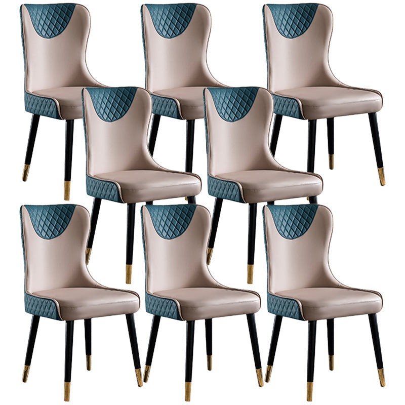 Glam Faux Leather Dining Chairs Wood Armless Dining Chair for Home Use Blue 8 Piece Set Clearhalo 'Dining Chairs' 'Dining Tables & Seating' 'dining_chair' 'furn' 'furn_dining_chair' 'Furniture' 'furniture_dining_chair' 'Kitchen & Dining Furniture' 4941830