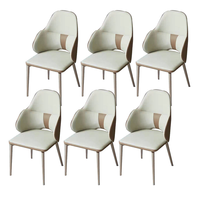 Minimalist Design Arm Leather Dining Chairs Solid Back Chairs for Home Use Grey 6 Piece Set Clearhalo 'Dining Chairs' 'Dining Tables & Seating' 'dining_chair' 'furn' 'furn_dining_chair' 'Furniture' 'furniture_dining_chair' 'Kitchen & Dining Furniture' 4941837