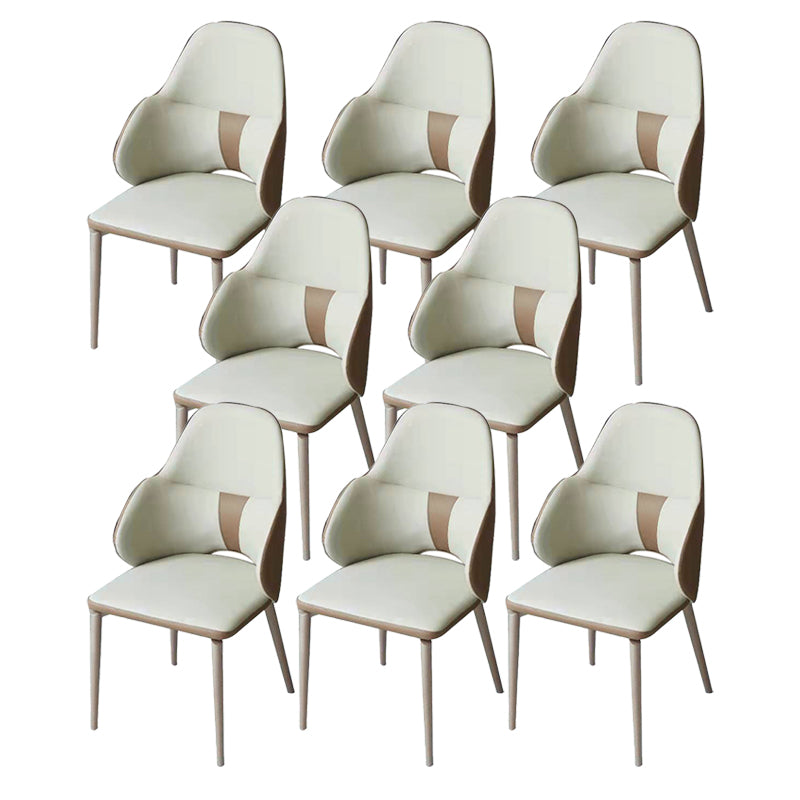 Minimalist Design Arm Leather Dining Chairs Solid Back Chairs for Home Use Grey 8 Piece Set Clearhalo 'Dining Chairs' 'Dining Tables & Seating' 'dining_chair' 'furn' 'furn_dining_chair' 'Furniture' 'furniture_dining_chair' 'Kitchen & Dining Furniture' 4941838