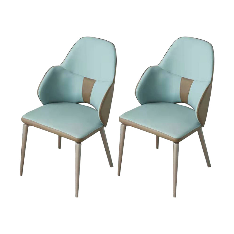Minimalist Design Arm Leather Dining Chairs Solid Back Chairs for Home Use Blue 2 Piece Set Clearhalo 'Dining Chairs' 'Dining Tables & Seating' 'dining_chair' 'furn' 'furn_dining_chair' 'Furniture' 'furniture_dining_chair' 'Kitchen & Dining Furniture' 4941840