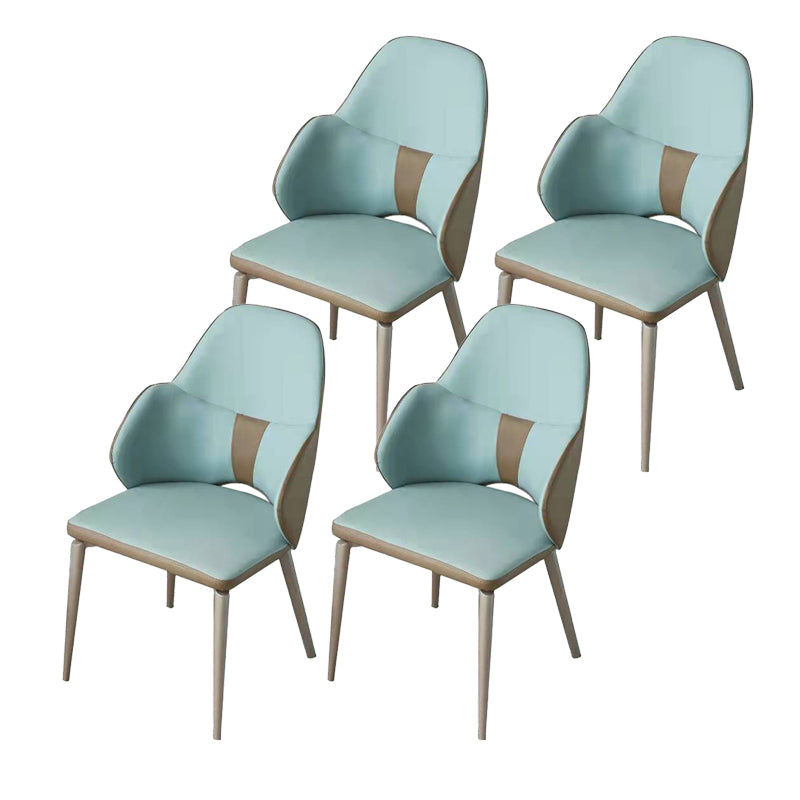 Minimalist Design Arm Leather Dining Chairs Solid Back Chairs for Home Use Blue 4 Piece Set Clearhalo 'Dining Chairs' 'Dining Tables & Seating' 'dining_chair' 'furn' 'furn_dining_chair' 'Furniture' 'furniture_dining_chair' 'Kitchen & Dining Furniture' 4941842