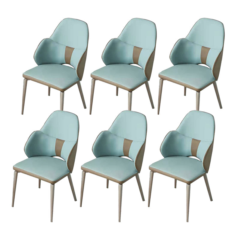 Minimalist Design Arm Leather Dining Chairs Solid Back Chairs for Home Use Blue 6 Piece Set Clearhalo 'Dining Chairs' 'Dining Tables & Seating' 'dining_chair' 'furn' 'furn_dining_chair' 'Furniture' 'furniture_dining_chair' 'Kitchen & Dining Furniture' 4941844