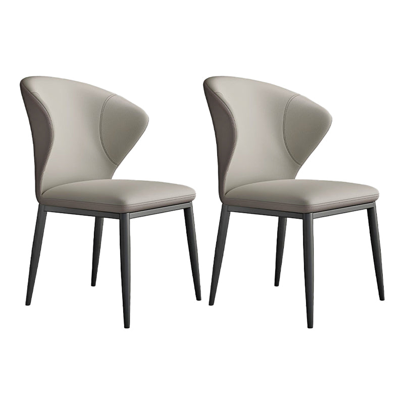 Minimalist Design Armless Wingback Side Chairs Leather Dining Chairs Grey 2 Piece Set Clearhalo 'Dining Chairs' 'Dining Tables & Seating' 'dining_chair' 'furn' 'furn_dining_chair' 'Furniture' 'furniture_dining_chair' 'Kitchen & Dining Furniture' 4941852