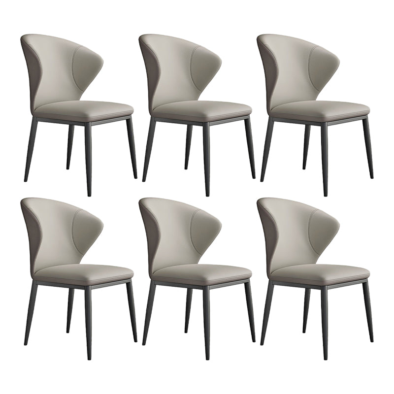 Minimalist Design Armless Wingback Side Chairs Leather Dining Chairs Grey 6 Piece Set Clearhalo 'Dining Chairs' 'Dining Tables & Seating' 'dining_chair' 'furn' 'furn_dining_chair' 'Furniture' 'furniture_dining_chair' 'Kitchen & Dining Furniture' 4941855