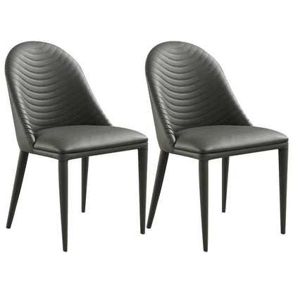 Contemporary Faux Leather Dining Chairs Metal Dining Chairs for Home Use Grey 2 Piece Set Clearhalo 'Dining Chairs' 'Dining Tables & Seating' 'dining_chair' 'furn' 'furn_dining_chair' 'Furniture' 'furniture_dining_chair' 'Kitchen & Dining Furniture' 4941872