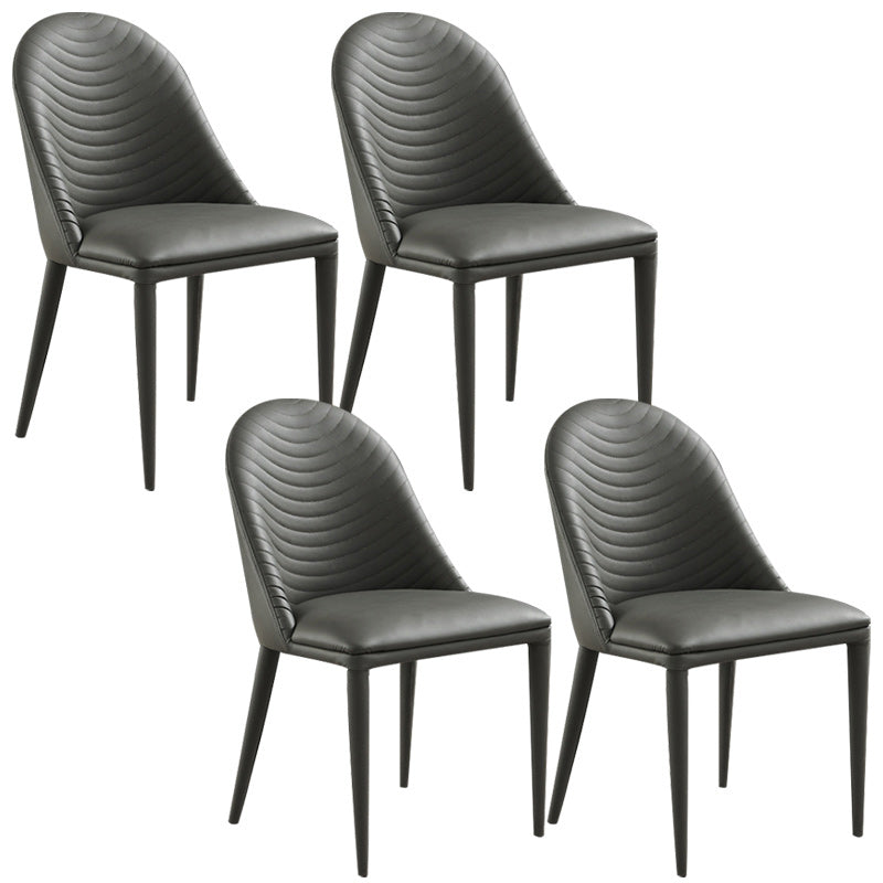 Contemporary Faux Leather Dining Chairs Metal Dining Chairs for Home Use Grey 4 Piece Set Clearhalo 'Dining Chairs' 'Dining Tables & Seating' 'dining_chair' 'furn' 'furn_dining_chair' 'Furniture' 'furniture_dining_chair' 'Kitchen & Dining Furniture' 4941873