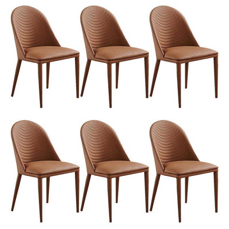 Contemporary Faux Leather Dining Chairs Metal Dining Chairs for Home Use Coffee 6 Piece Set Clearhalo 'Dining Chairs' 'Dining Tables & Seating' 'dining_chair' 'furn' 'furn_dining_chair' 'Furniture' 'furniture_dining_chair' 'Kitchen & Dining Furniture' 4941884