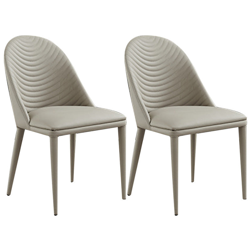 Contemporary Faux Leather Dining Chairs Metal Dining Chairs for Home Use Off-White 2 Piece Set Clearhalo 'Dining Chairs' 'Dining Tables & Seating' 'dining_chair' 'furn' 'furn_dining_chair' 'Furniture' 'furniture_dining_chair' 'Kitchen & Dining Furniture' 4941887