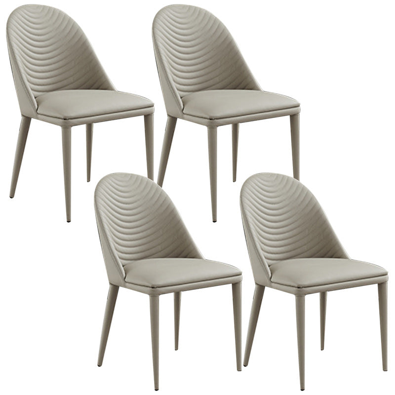 Contemporary Faux Leather Dining Chairs Metal Dining Chairs for Home Use Off-White 4 Piece Set Clearhalo 'Dining Chairs' 'Dining Tables & Seating' 'dining_chair' 'furn' 'furn_dining_chair' 'Furniture' 'furniture_dining_chair' 'Kitchen & Dining Furniture' 4941889