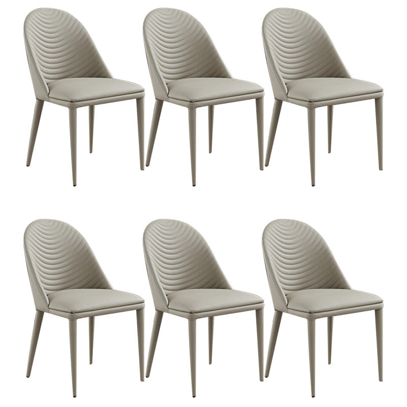 Contemporary Faux Leather Dining Chairs Metal Dining Chairs for Home Use Off-White 6 Piece Set Clearhalo 'Dining Chairs' 'Dining Tables & Seating' 'dining_chair' 'furn' 'furn_dining_chair' 'Furniture' 'furniture_dining_chair' 'Kitchen & Dining Furniture' 4941891