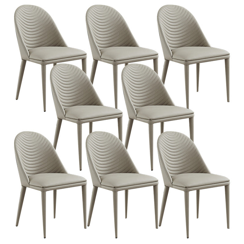 Contemporary Faux Leather Dining Chairs Metal Dining Chairs for Home Use Off-White 8 Piece Set Clearhalo 'Dining Chairs' 'Dining Tables & Seating' 'dining_chair' 'furn' 'furn_dining_chair' 'Furniture' 'furniture_dining_chair' 'Kitchen & Dining Furniture' 4941893