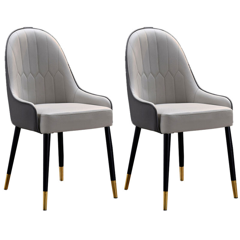Scandinavian Leather Dining Chairs with Wood Legs Arm Solid Back Dining Side Chair Grey 2 Piece Set Clearhalo 'Dining Chairs' 'Dining Tables & Seating' 'dining_chair' 'furn' 'furn_dining_chair' 'Furniture' 'furniture_dining_chair' 'Kitchen & Dining Furniture' 4941896