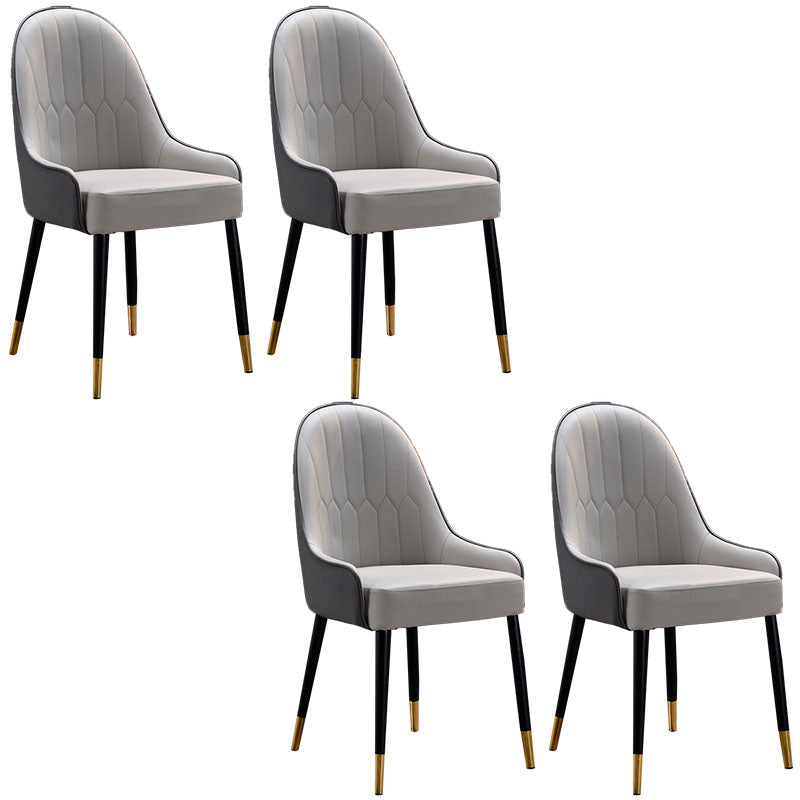 Scandinavian Leather Dining Chairs with Wood Legs Arm Solid Back Dining Side Chair Grey 4 Piece Set Clearhalo 'Dining Chairs' 'Dining Tables & Seating' 'dining_chair' 'furn' 'furn_dining_chair' 'Furniture' 'furniture_dining_chair' 'Kitchen & Dining Furniture' 4941898