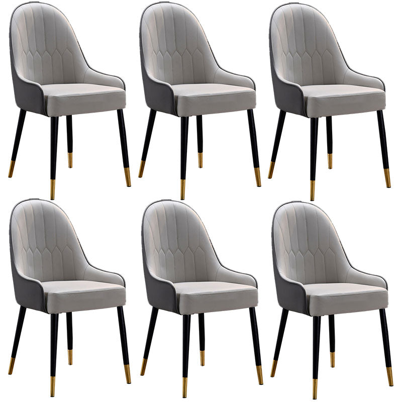 Scandinavian Leather Dining Chairs with Wood Legs Arm Solid Back Dining Side Chair Grey 6 Piece Set Clearhalo 'Dining Chairs' 'Dining Tables & Seating' 'dining_chair' 'furn' 'furn_dining_chair' 'Furniture' 'furniture_dining_chair' 'Kitchen & Dining Furniture' 4941899