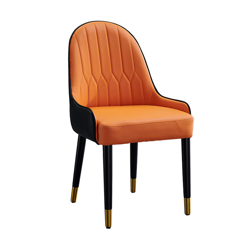 Scandinavian Leather Dining Chairs with Wood Legs Arm Solid Back Dining Side Chair Clearhalo 'Dining Chairs' 'Dining Tables & Seating' 'dining_chair' 'furn' 'furn_dining_chair' 'Furniture' 'furniture_dining_chair' 'Kitchen & Dining Furniture' 4941904