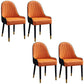Scandinavian Leather Dining Chairs with Wood Legs Arm Solid Back Dining Side Chair Orange 4 Piece Set Clearhalo 'Dining Chairs' 'Dining Tables & Seating' 'dining_chair' 'furn' 'furn_dining_chair' 'Furniture' 'furniture_dining_chair' 'Kitchen & Dining Furniture' 4941905