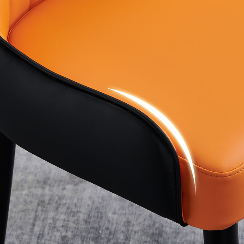 Scandinavian Leather Dining Chairs with Wood Legs Arm Solid Back Dining Side Chair Clearhalo 'Dining Chairs' 'Dining Tables & Seating' 'dining_chair' 'furn' 'furn_dining_chair' 'Furniture' 'furniture_dining_chair' 'Kitchen & Dining Furniture' 4941906