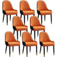 Scandinavian Leather Dining Chairs with Wood Legs Arm Solid Back Dining Side Chair Orange 8 Piece Set Clearhalo 'Dining Chairs' 'Dining Tables & Seating' 'dining_chair' 'furn' 'furn_dining_chair' 'Furniture' 'furniture_dining_chair' 'Kitchen & Dining Furniture' 4941909